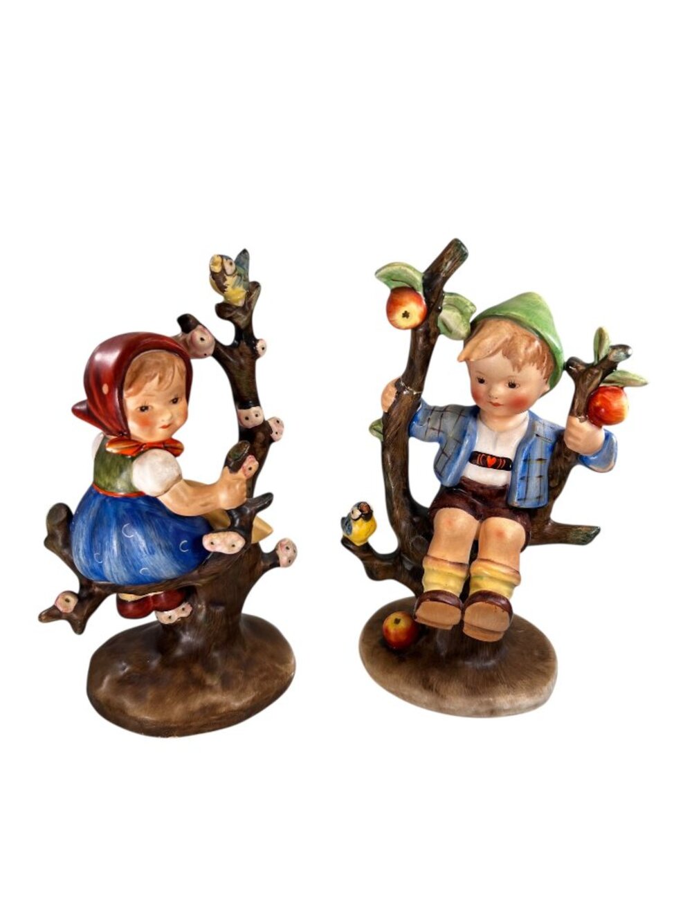 Vtg Hummel Apple Tree Boy and Girl Set #141 #142/1 Full Bee 1950s TMK2 *READ*